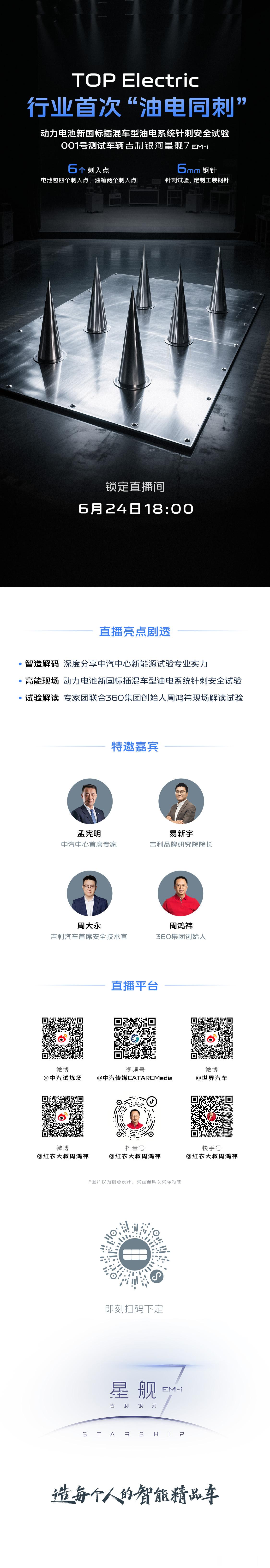 动力电池新国标插混车型油电系统针刺安全试验001号测试车辆吉利银河星舰7EM-i