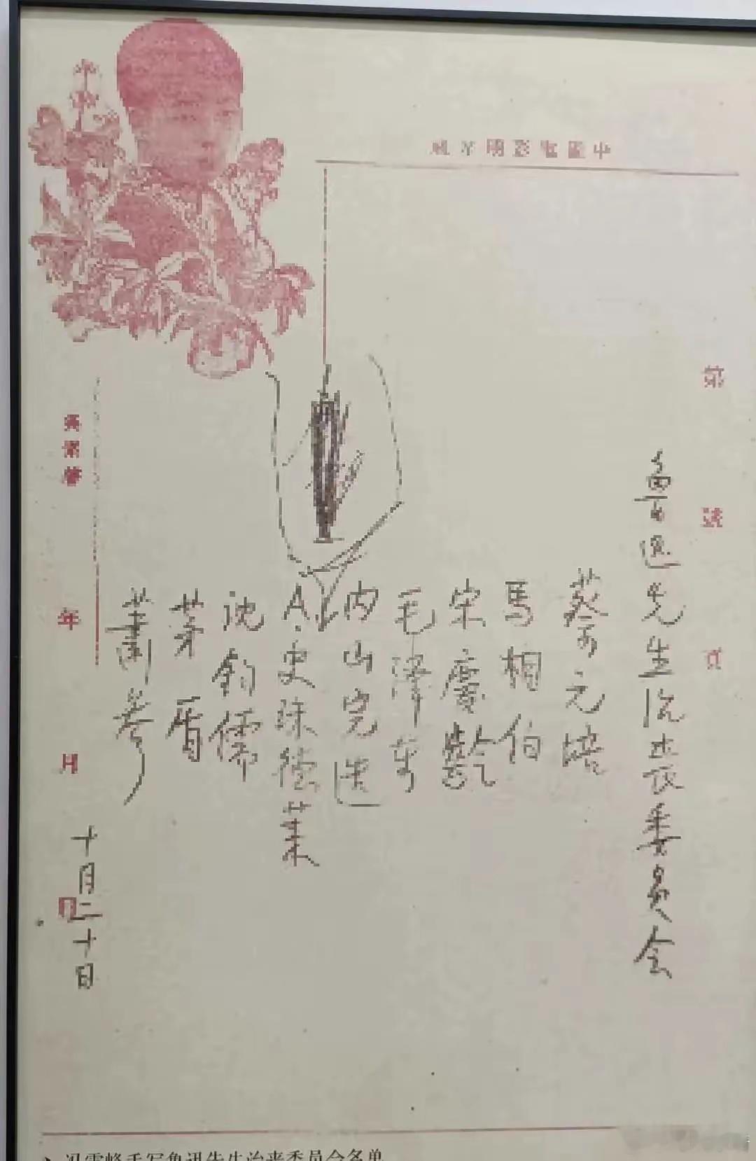 鲁迅治丧委员会的名单草稿 