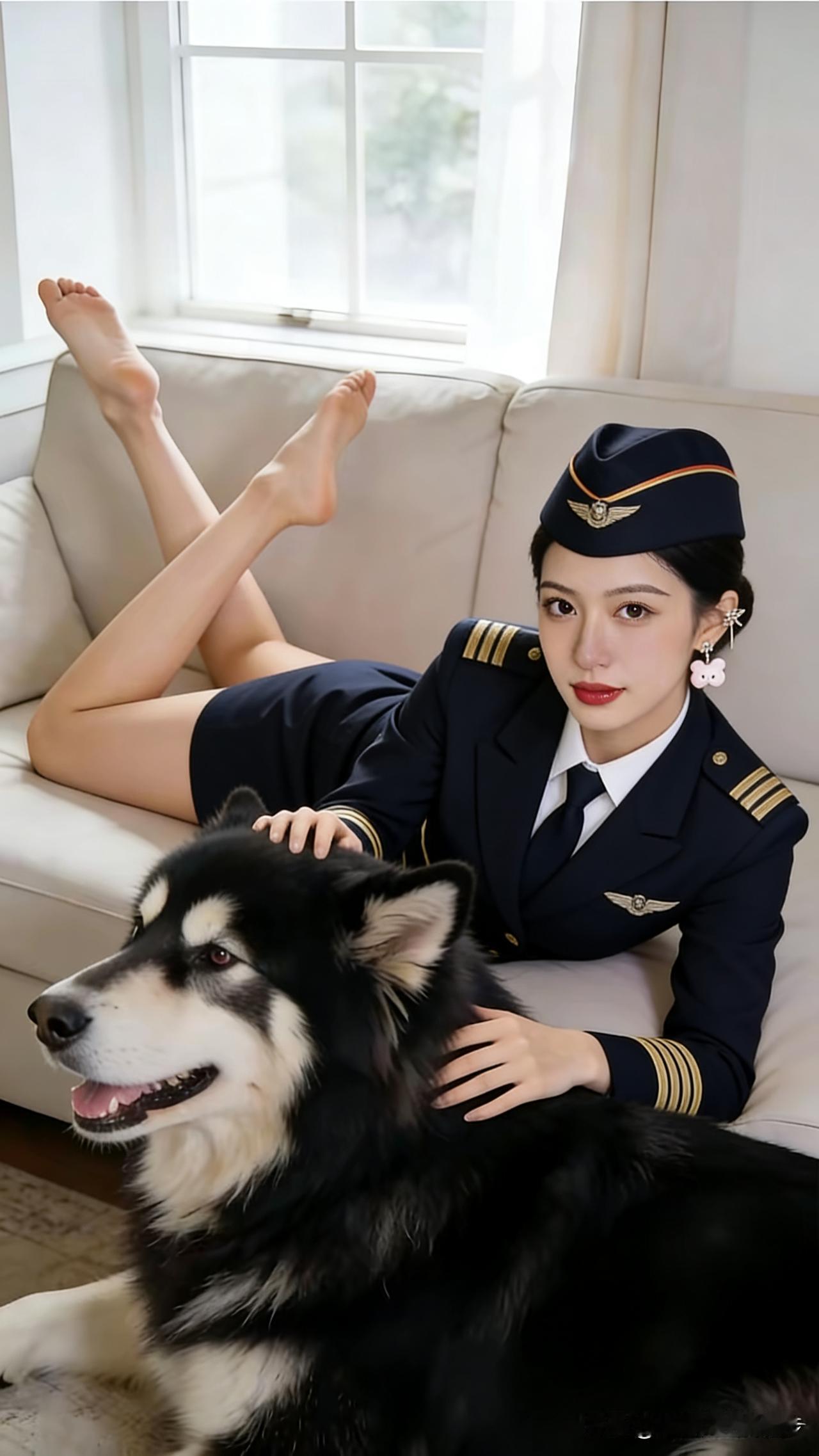 空姐在阿根廷街头给了流浪狗一点食物，这小小的善举，竟让狗狗跟了她半年。每次航班落