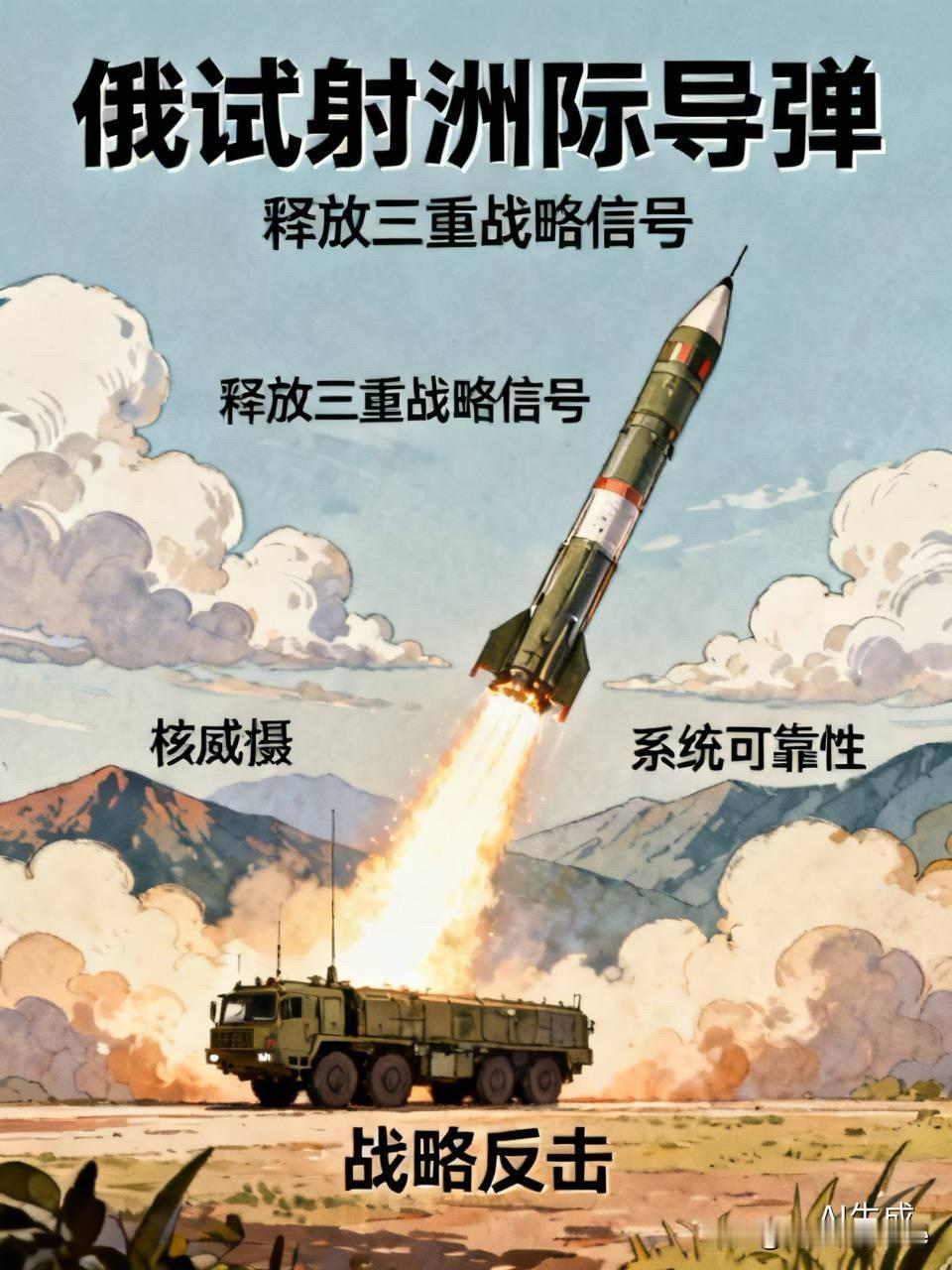 【俄试射洲际导弹，释放三重战略信号】

俄罗斯近日公布洲际导弹试射画面，并称此次