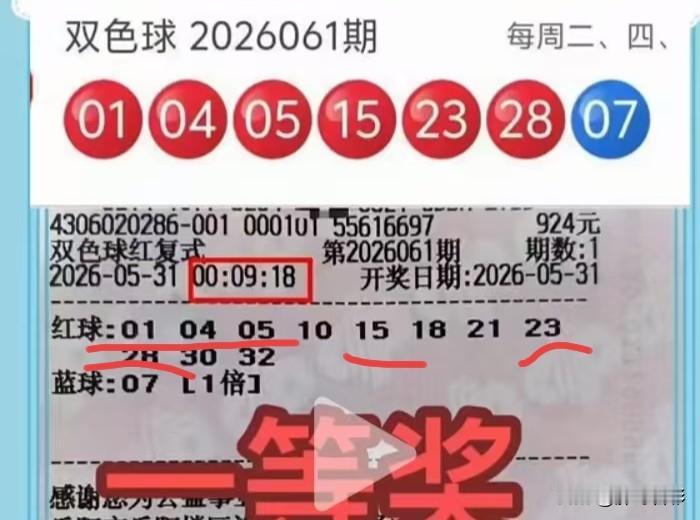 一等奖彩票火速曝光！湖南小分队凭借924元的复式票，精准拿下幸运6+1。

双色