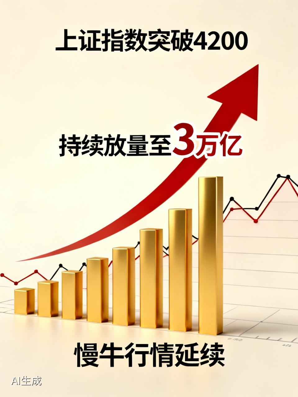 果然只有成交量是不会骗人的，上证指数有效突破4200市场最大的特点就是持续放量至