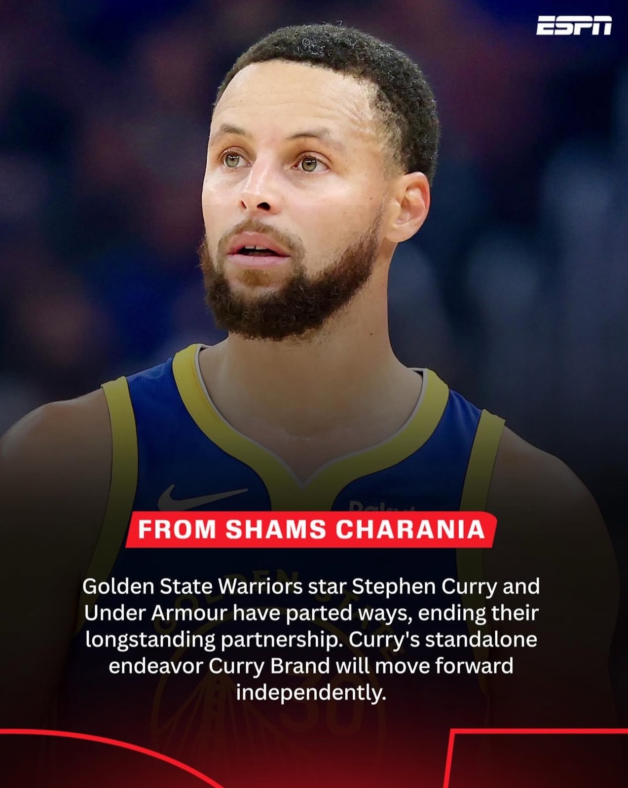 突发！库里￼与安德玛分道扬镳，结束了双方长期的合作关系。值得一提的是，库里的个人