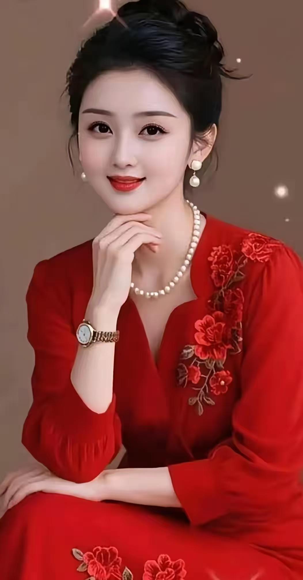 塞鸿秋·佳人韵情
红妆艳胜云霞炽，
妙眸含韵风情恣。
云鬟高绾添佳致，
珠珮轻悬