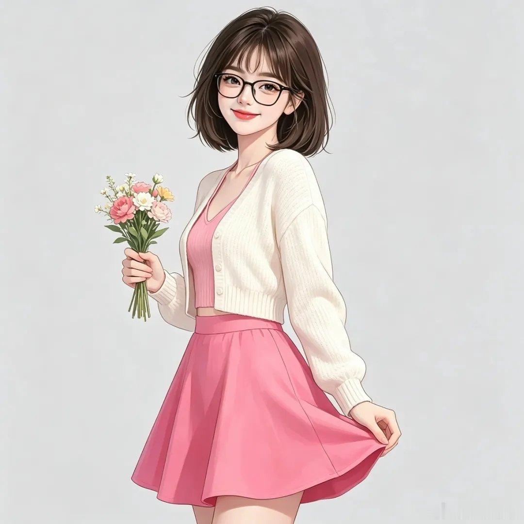 精致短发女生眼镜系列头像 