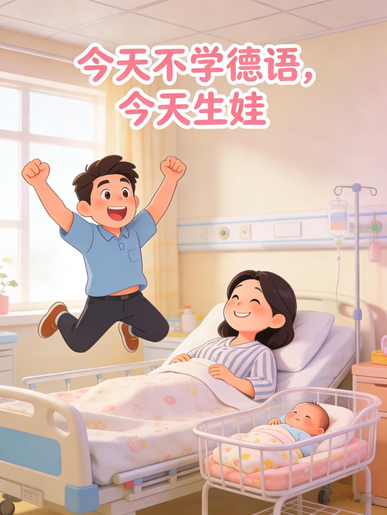 今天生娃，德语学习暂停一天😃😃😃