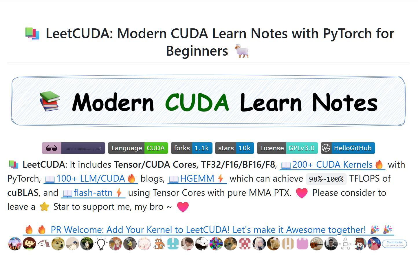 LeetCUDA：面向初学者的现代CUDA学习笔记，结合PyTorch，涵盖20