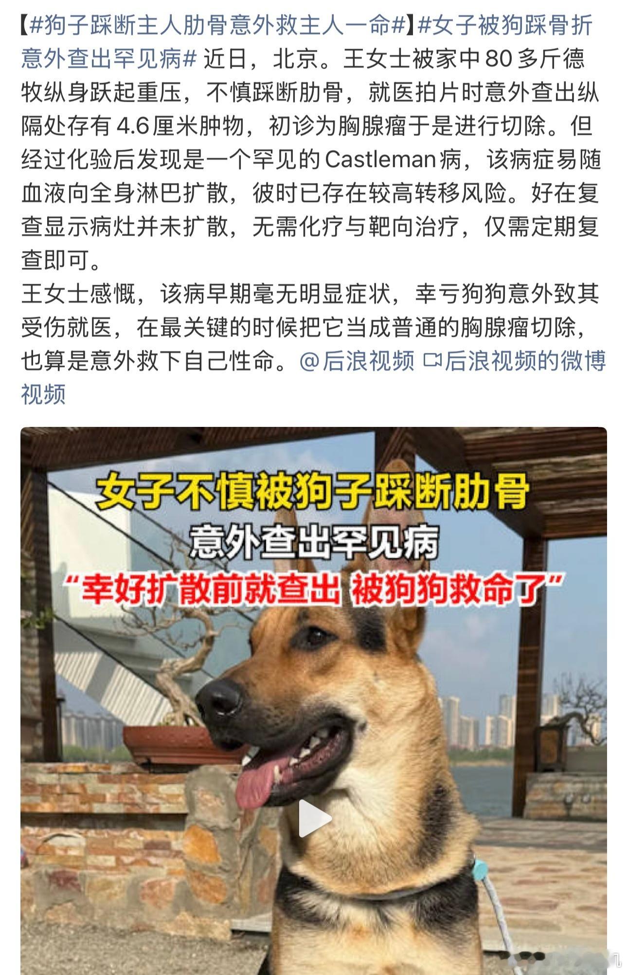 哇，这不就是因为狗狗不会说话只能用行动来告诉你女子被狗踩骨折意外查出罕见病
