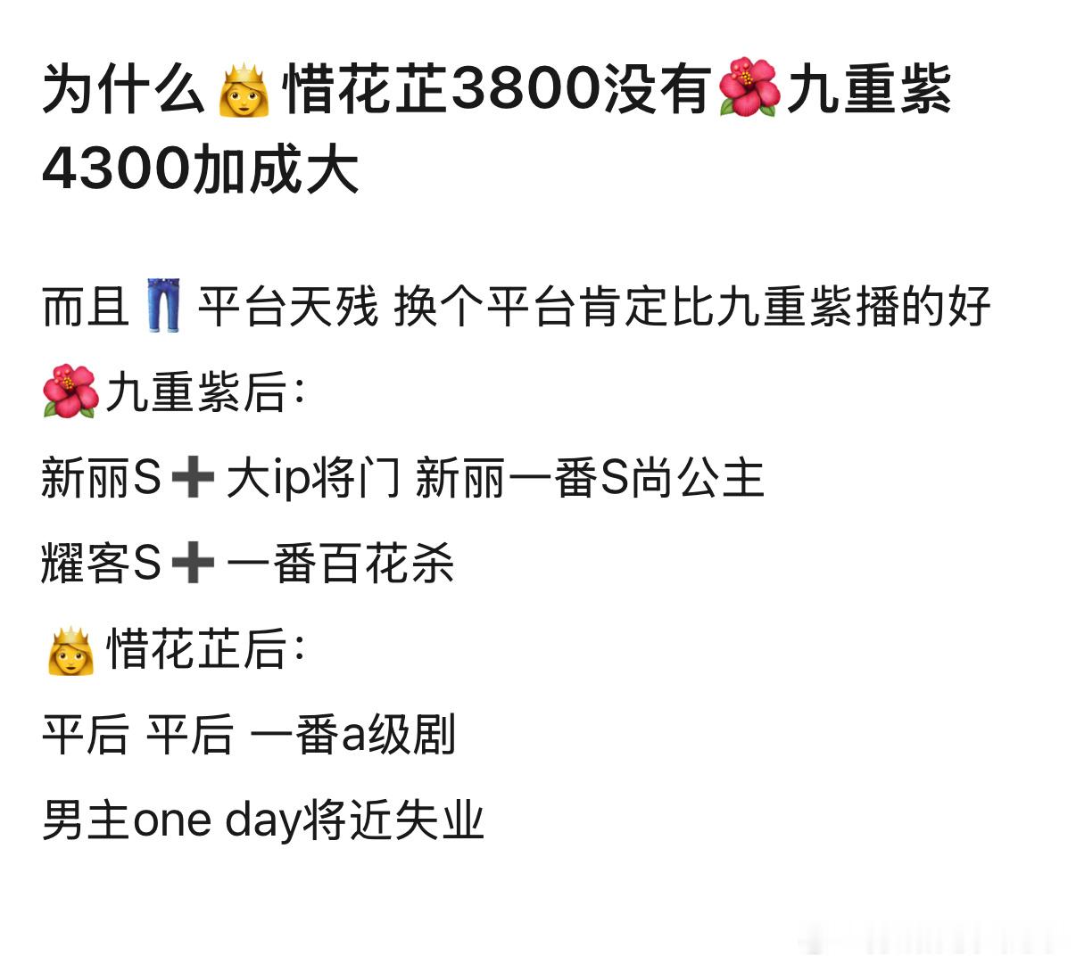 为什么惜花芷没有九重紫加成大