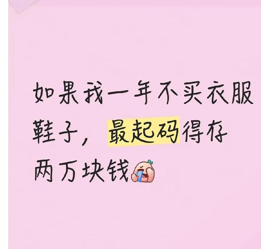 要是我一年不买衣服鞋子，起码能存下两万块钱可没了购物，快乐也没了。我买东西并非出