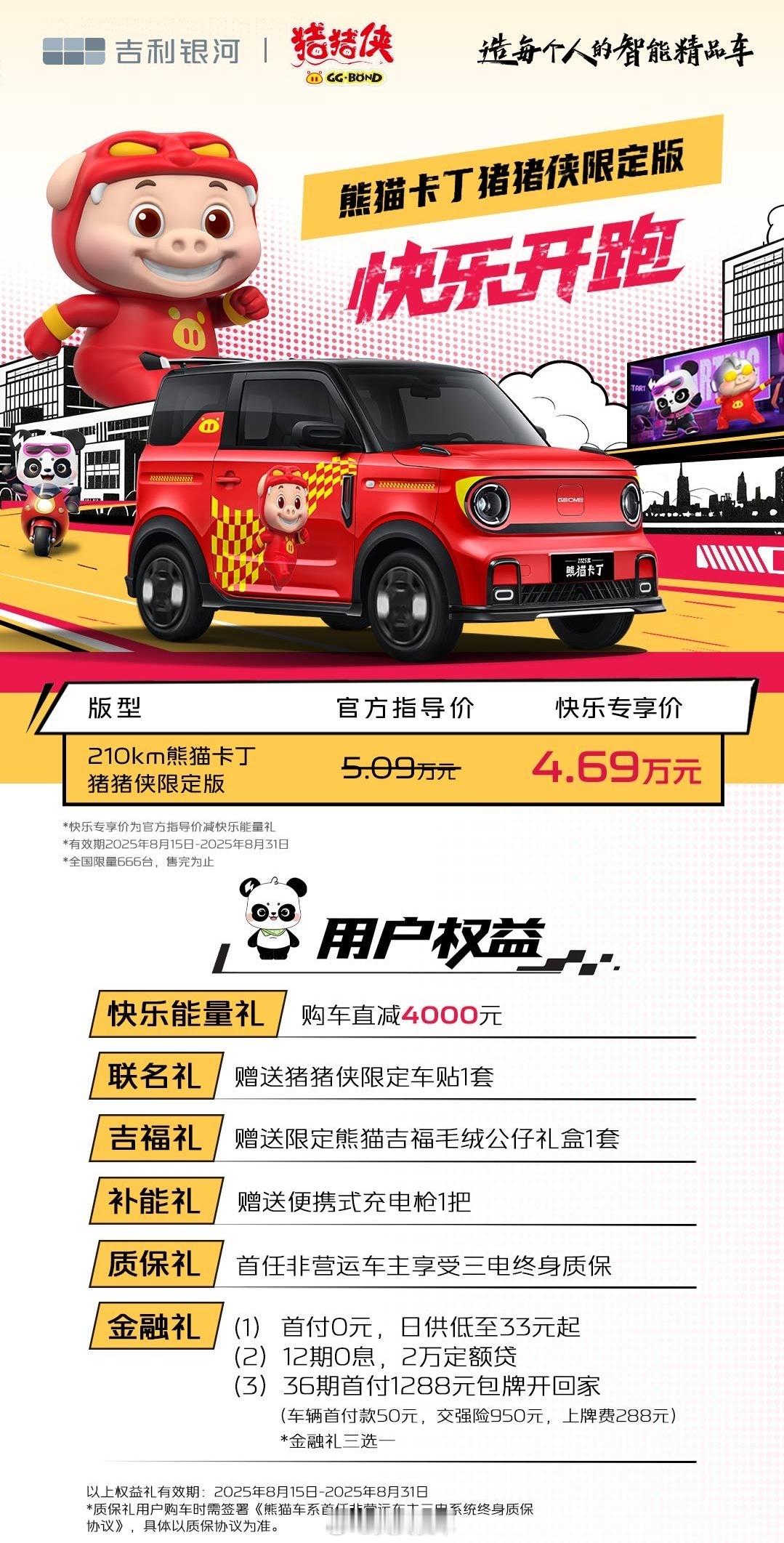 吉利熊猫卡丁猪猪侠限定版 这种微型车咱就别想啥配置啥动力续航，真的，日常满足通勤
