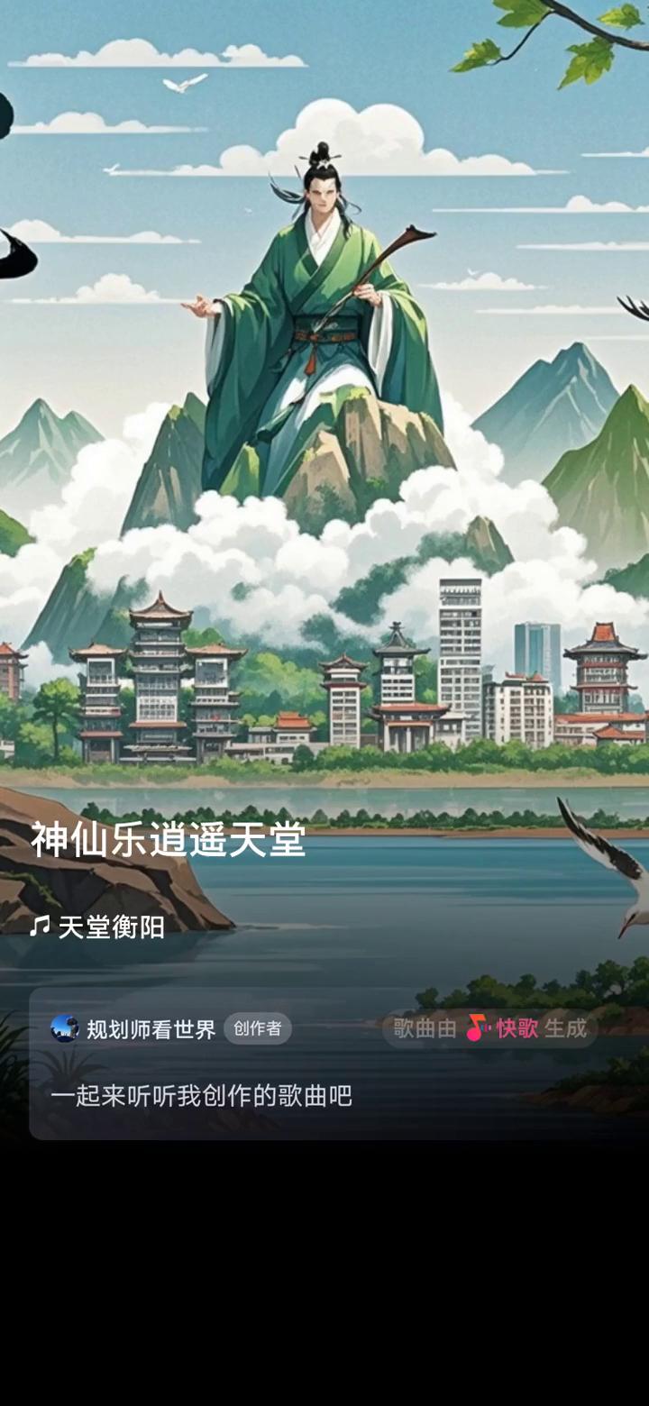 神仙乐逍遥，天堂衡阳。
规划师看世界创作者。
歌曲由快歌生成，一起来听听我创作的