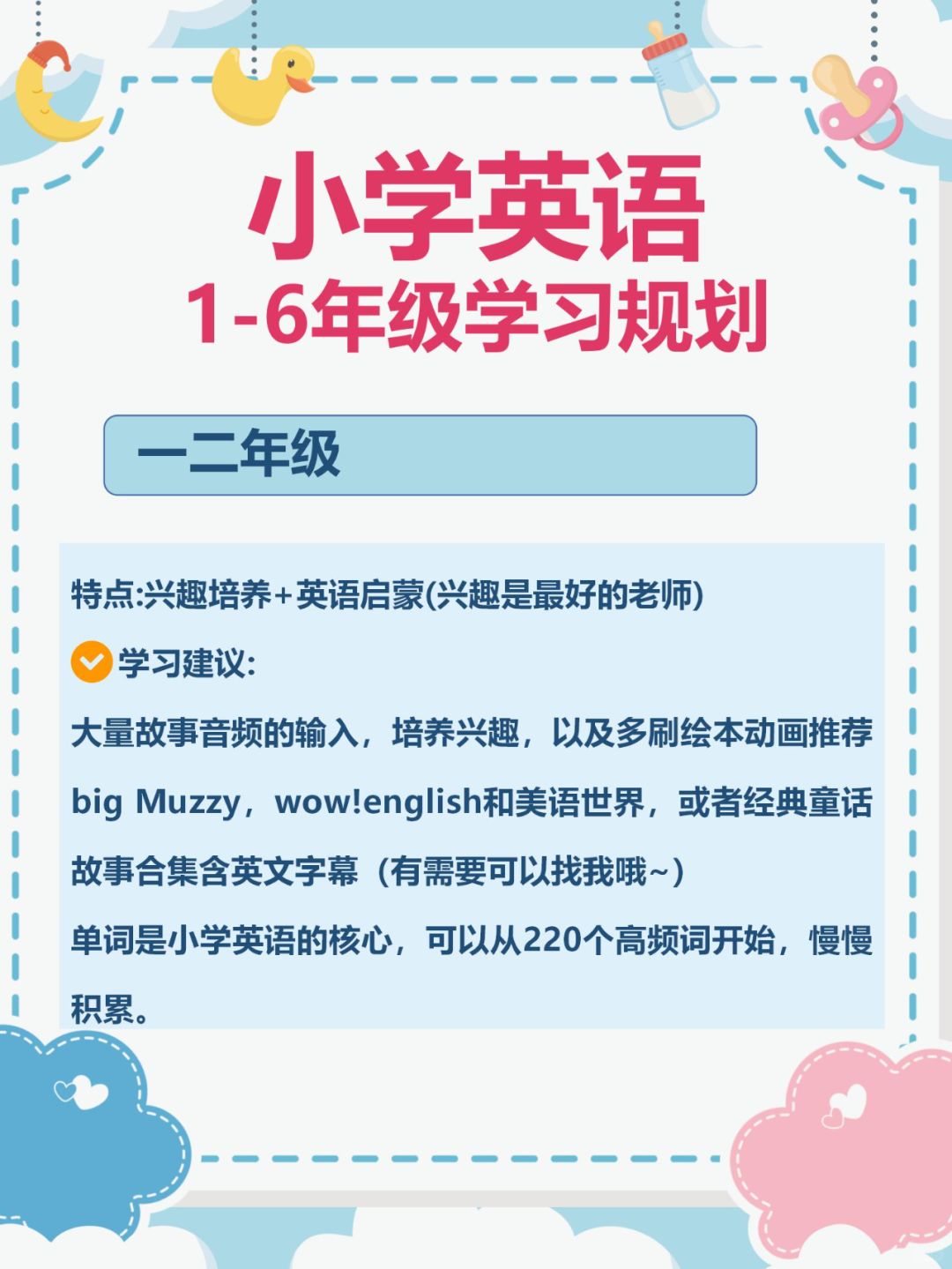 ✅一定不能错过的小学英语1-6年级规划！！