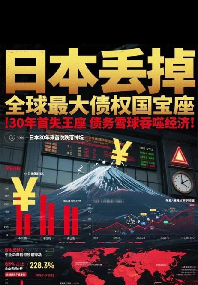 你敢信吗？那个连续34年霸占全球最大债权国宝座的日本，现在连第二都保不住了。就在
