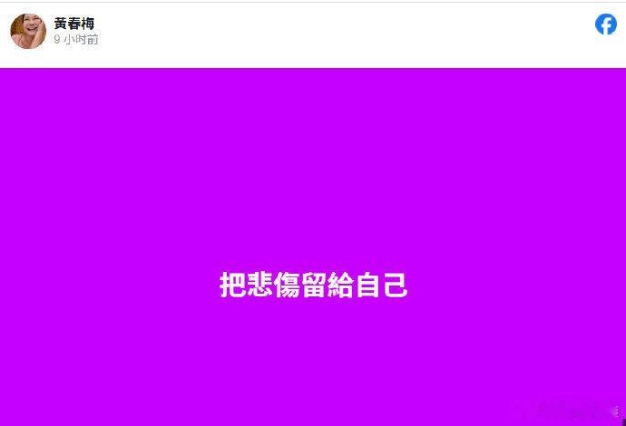 大S去世的第十天，S妈首发动态“把悲伤留给自己”，还配上了《把悲伤留给自己》的歌