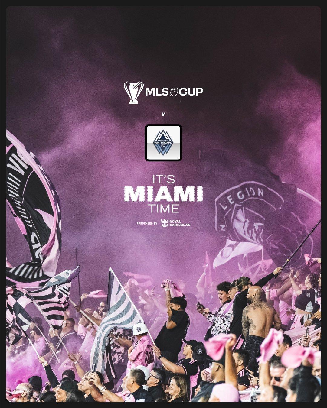 迈阿密国际官推：迈阿密时间到！ ⏱️一切都取决于这一刻💗⚔️梅西迈阿密国际vs