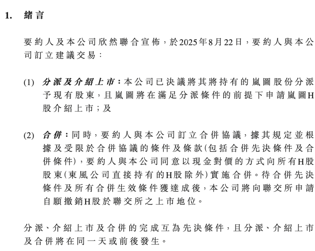 车市热门[超话] 8月22日晚，港股上市公司东风集团股份发布公告称，子公司岚图汽