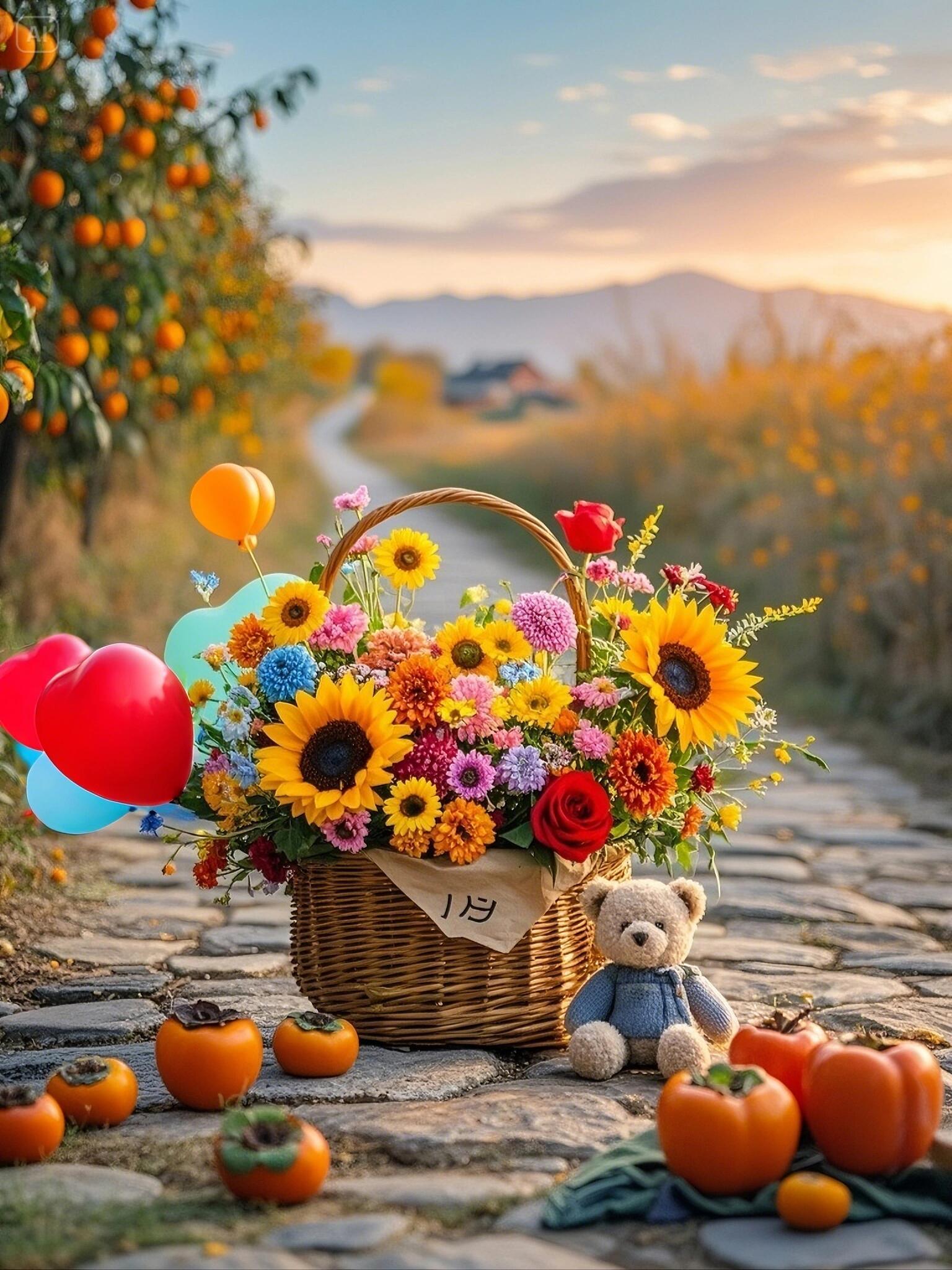 "🌻柿柿如意&向日葵小熊壁纸 