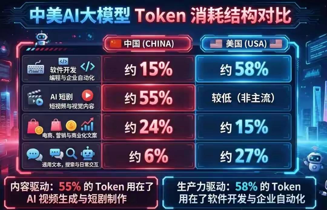 AI真相：中国Token消耗第一是做短剧，美国Token消耗第一是编程序！
问题