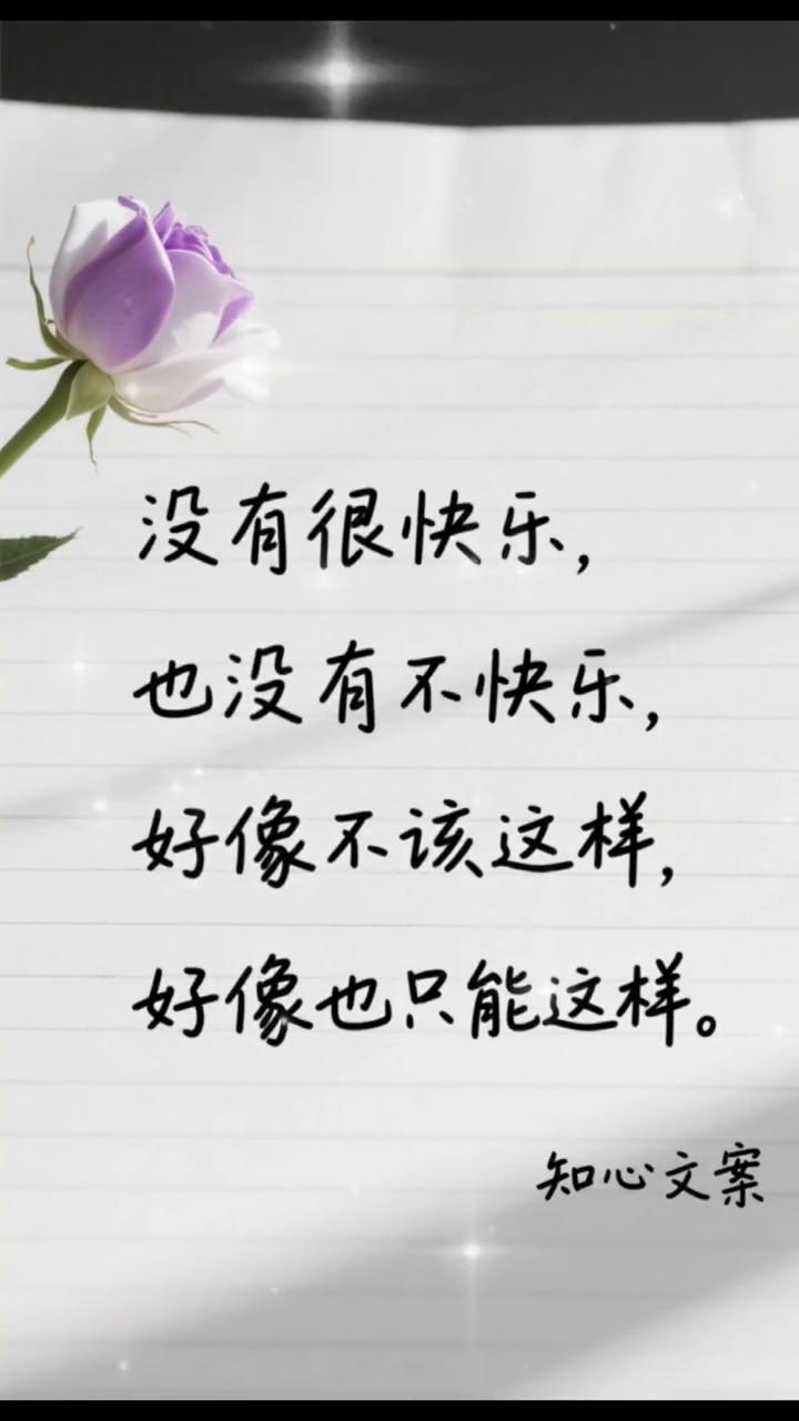 没有很快乐，也没有不快乐，好像不该这样，好像也只能这样。知心文案。