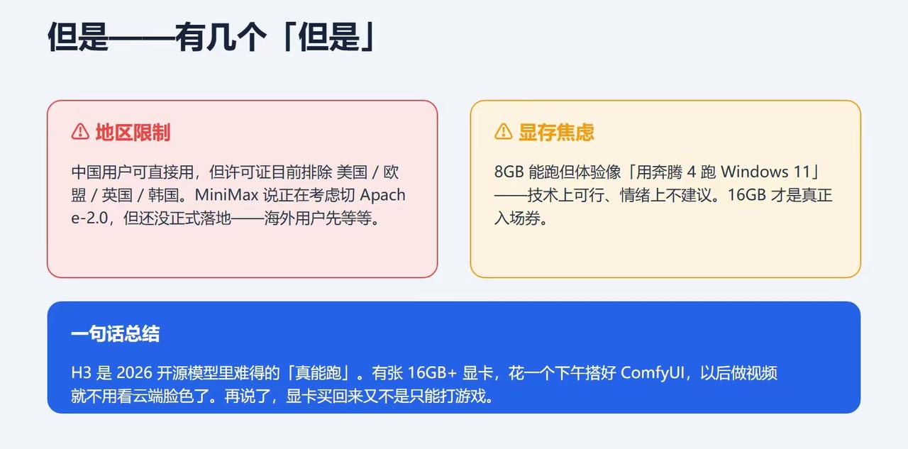 这次轮到海外网友慢慢等！MiniMax H3国内随便用，欧美地区直接受限
 
还