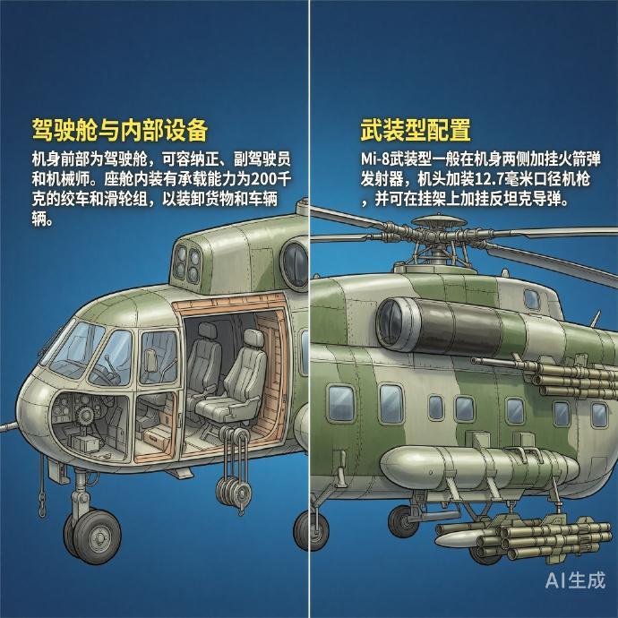 军事ai新视野 苏联/俄罗斯Mi-8“河马”直升机机身长度：18.17米机身高度