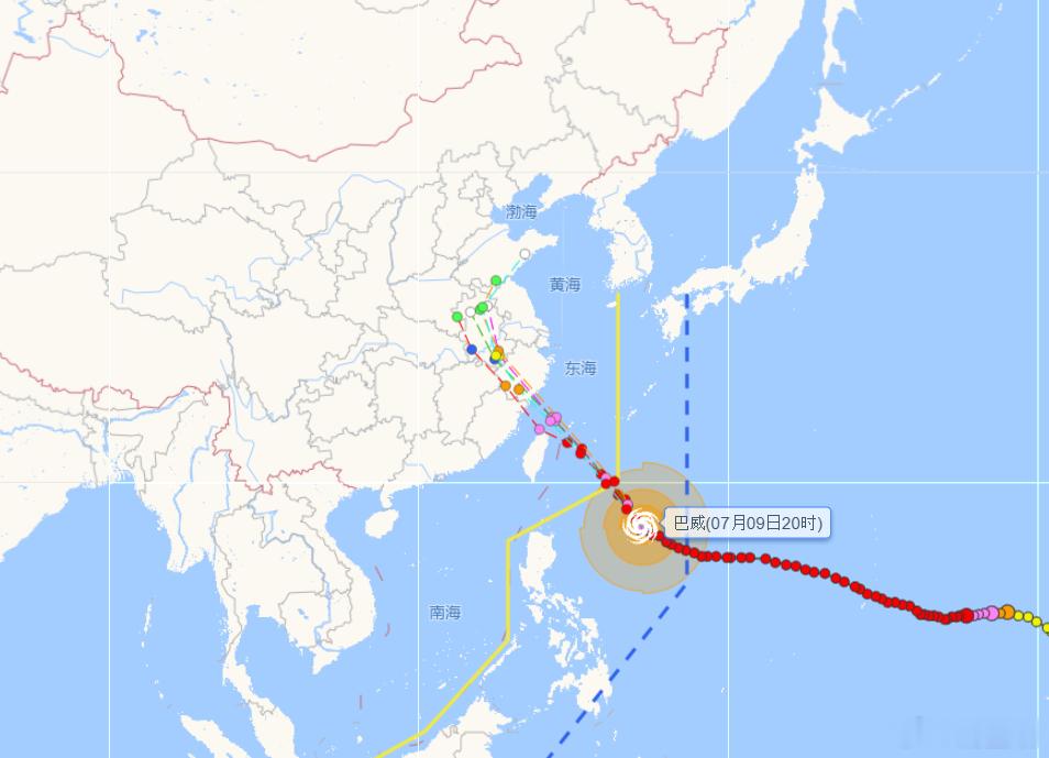 台风巴威又改路线了 看看巴威的7级风圈的直径，看看巴威的云团体积，这次携带的水不