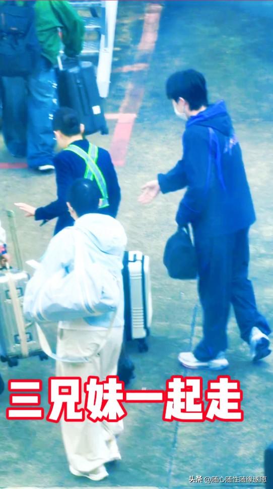 感人的一幕！

三兄妹一起走，头哥走前面，崑哥走后面，妹宝走中间，两位哥哥把妹宝