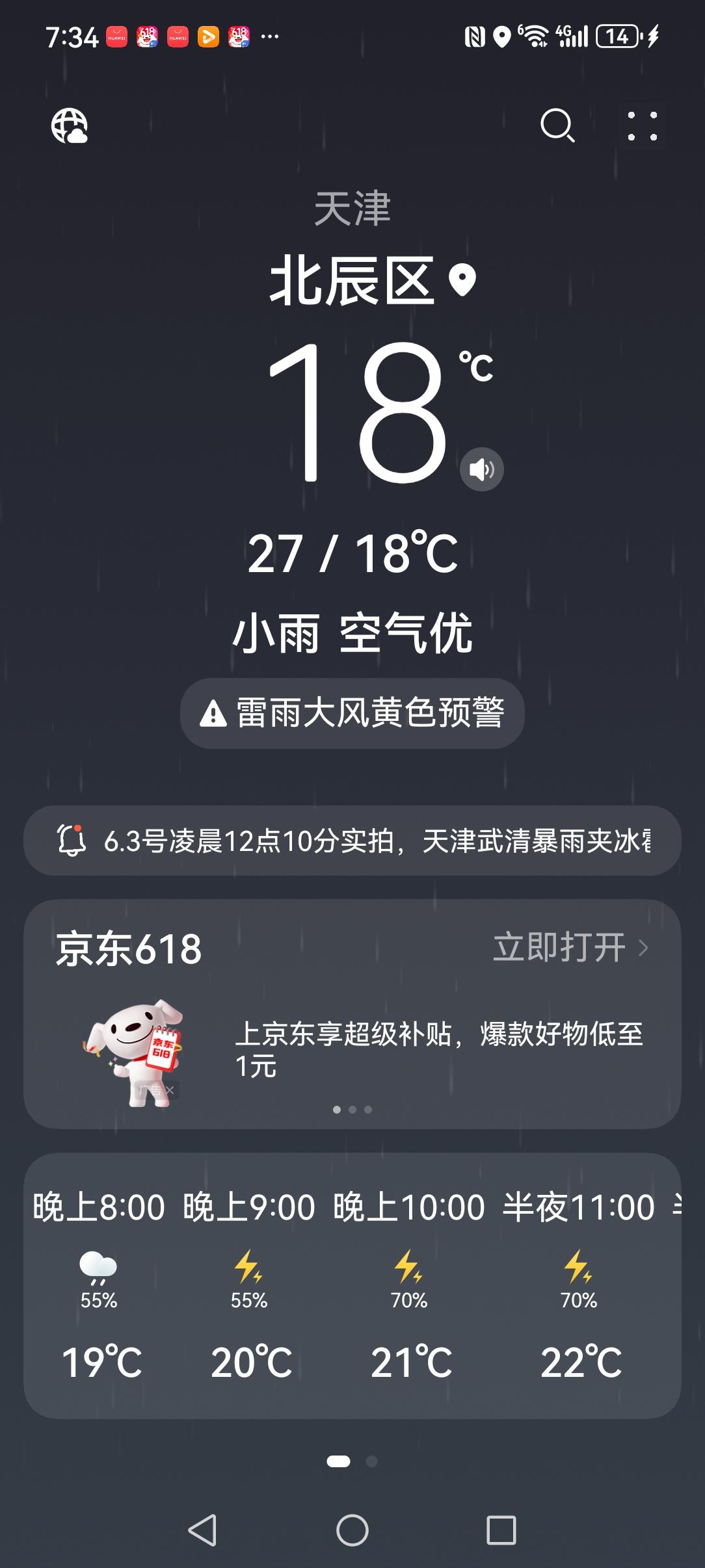 昨天35度，现在18度。
    我家老小伙子非得开窗户吹风，说凉快。我受不了了