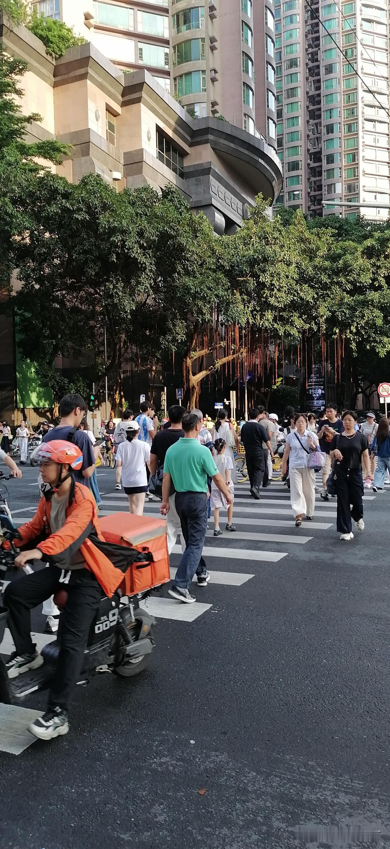 龙口西路与天河北路交叉口，上下班高峰期总是匆匆忙忙，人，单车，电鸡，电动三轮车…