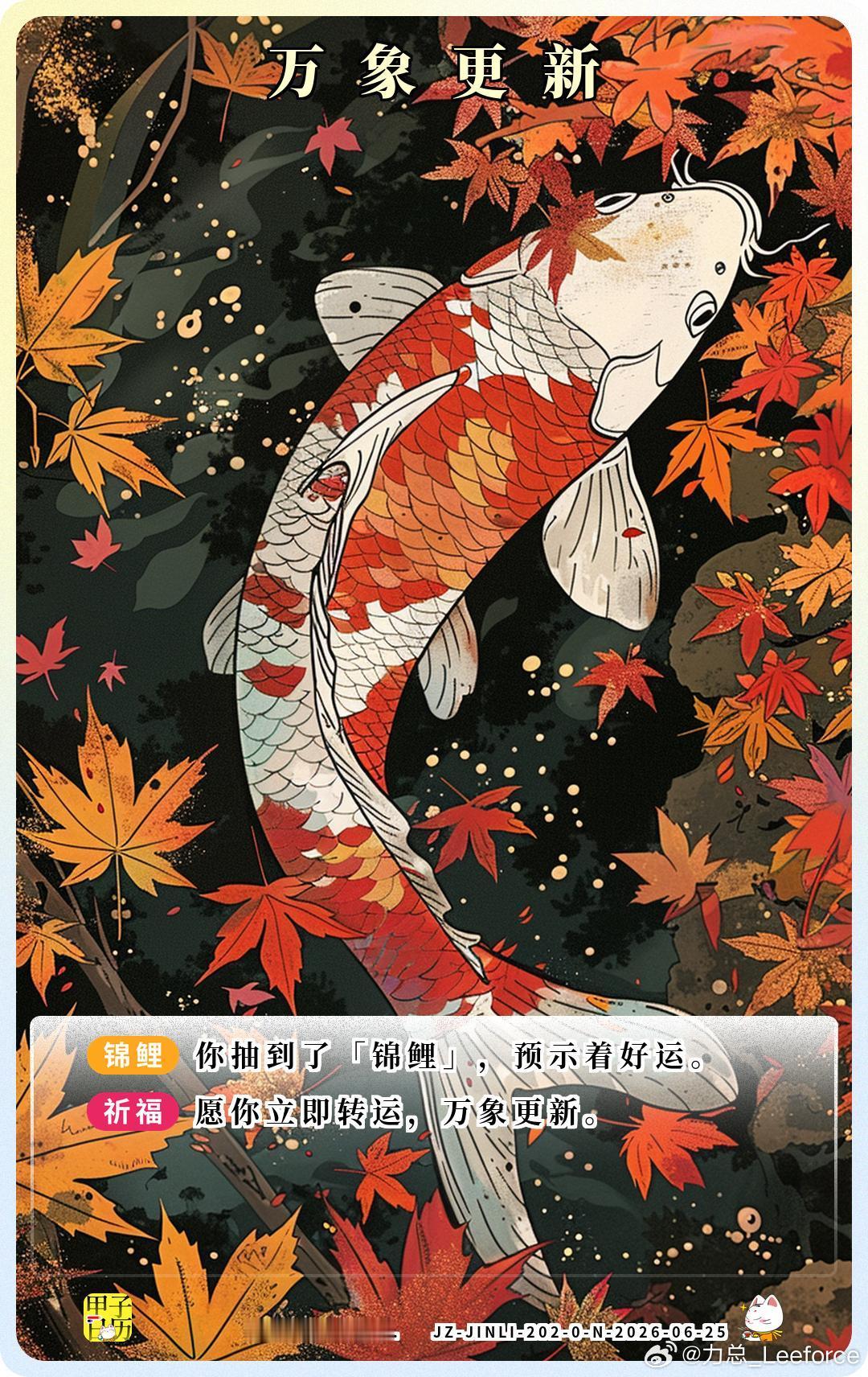 锦鲤 愿你立即转运，万象更新。 