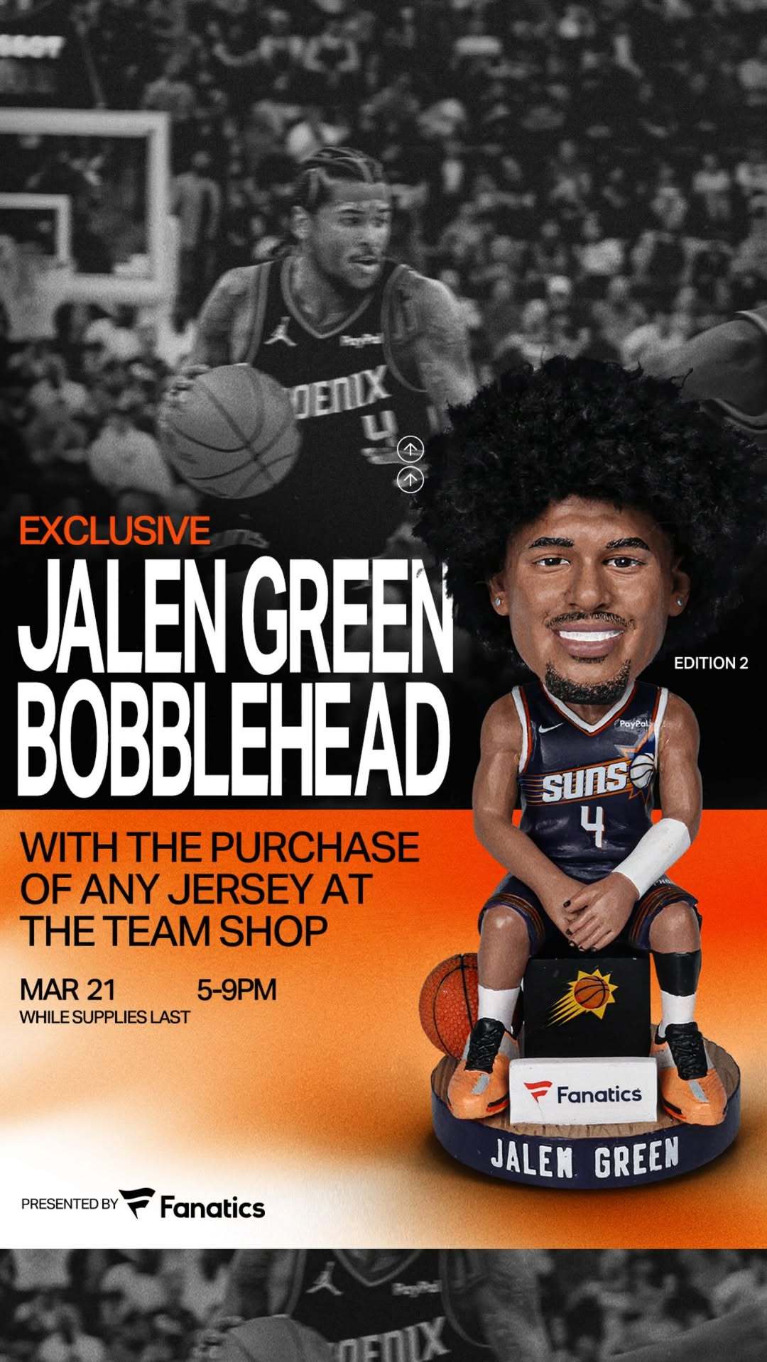 今天现场球迷又有机会拿到JG摇头娃娃 🙌 菲尼克斯太阳 ｜雄鹿vs太阳 ｜旭日