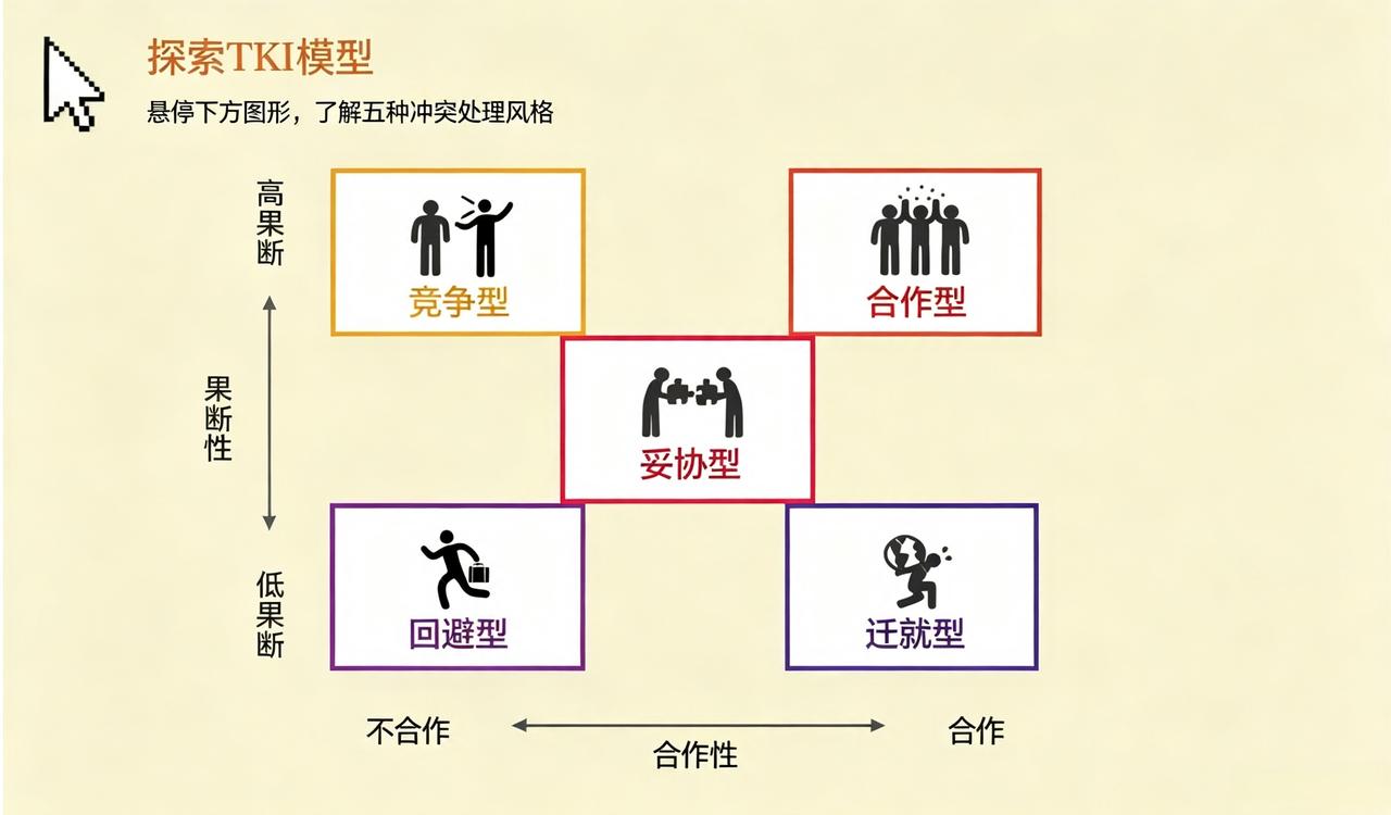 原来夫妻相处，也是有模型可寻！

昨天，听老师讲了管理中的冲突处理模型（TKI）