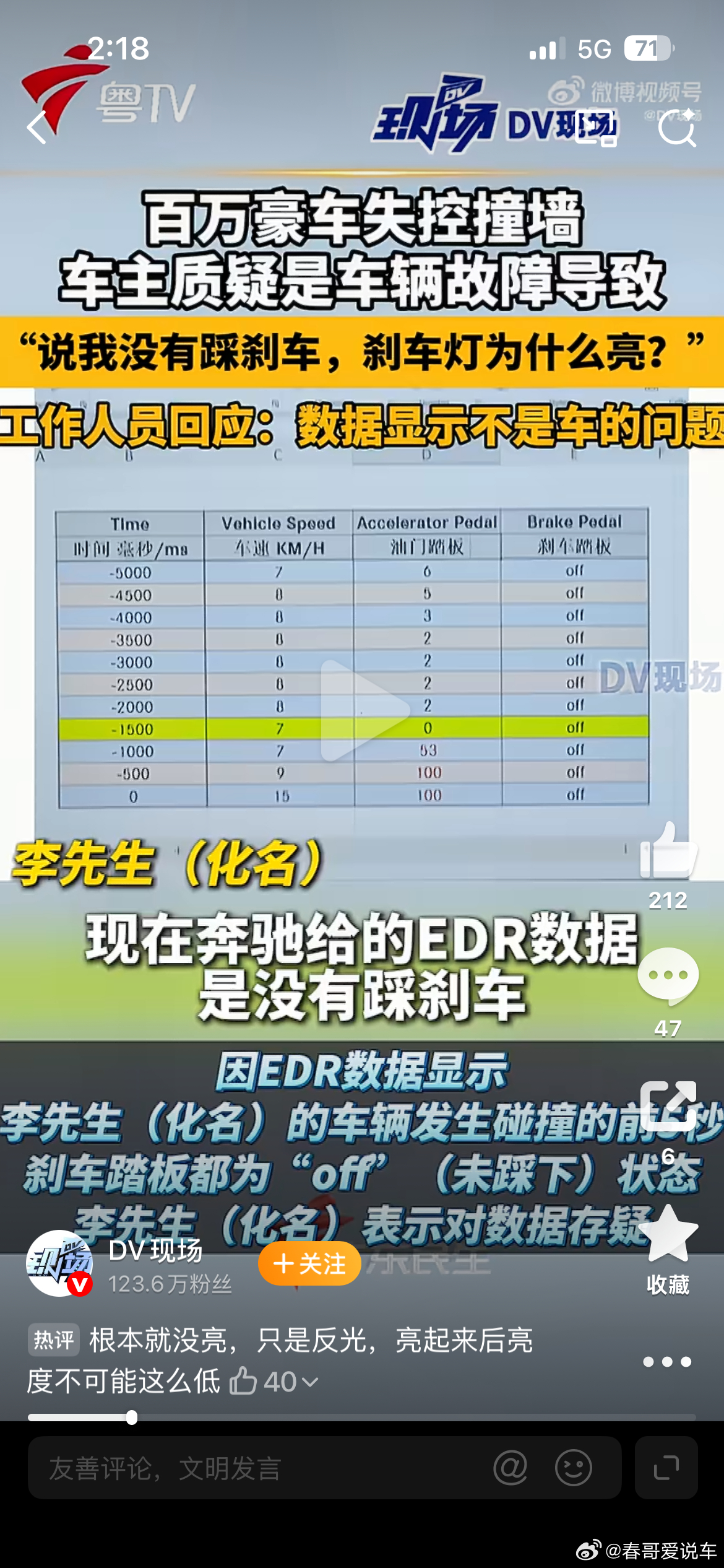 广东男子开迈巴赫上班失控撞墙应该是没踩刹车，踩了刹车不会加速，