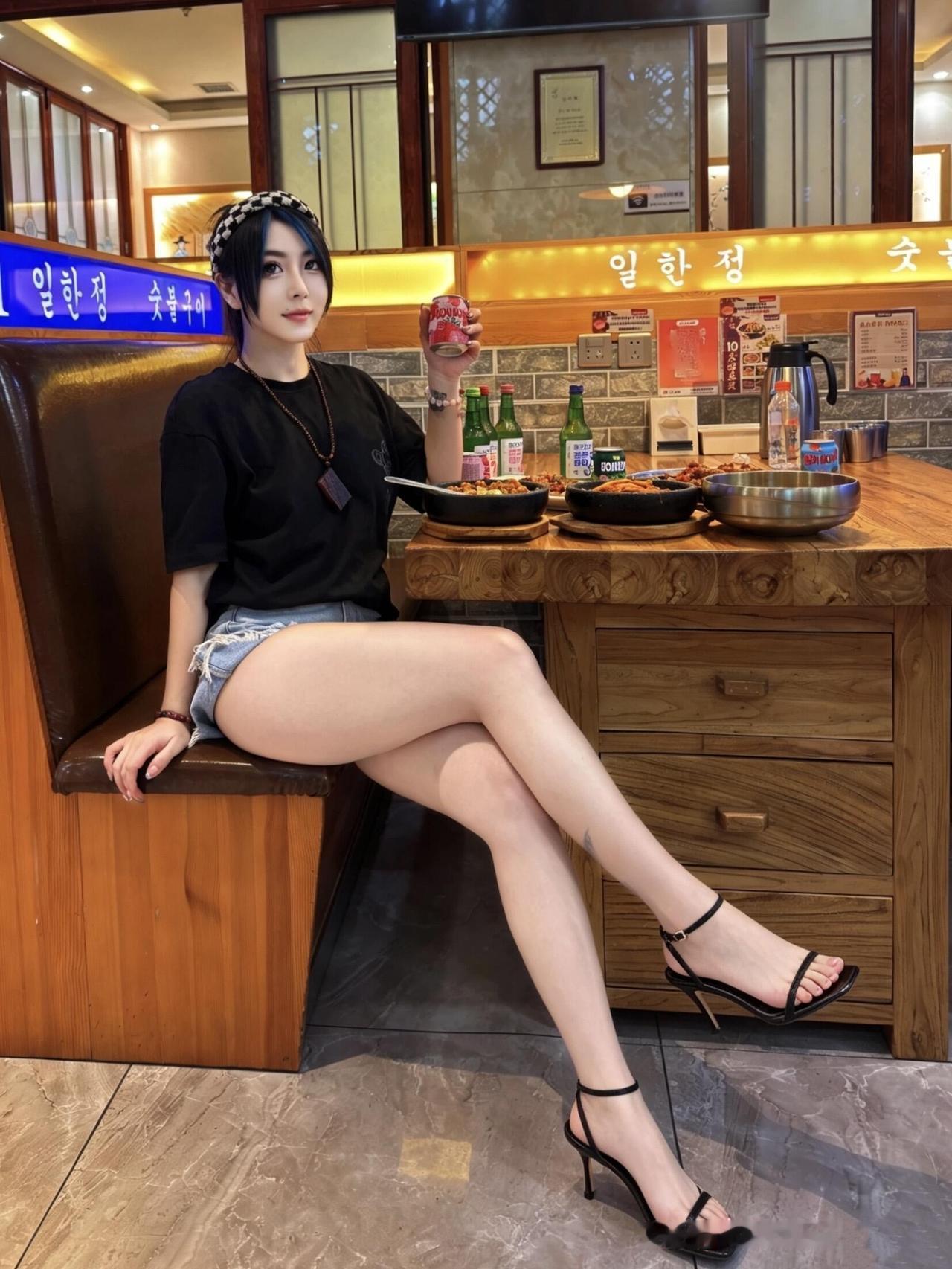 夜幕降临，与好友共享美食与美酒，享受轻松时光。🍻🍜🍔极品美女