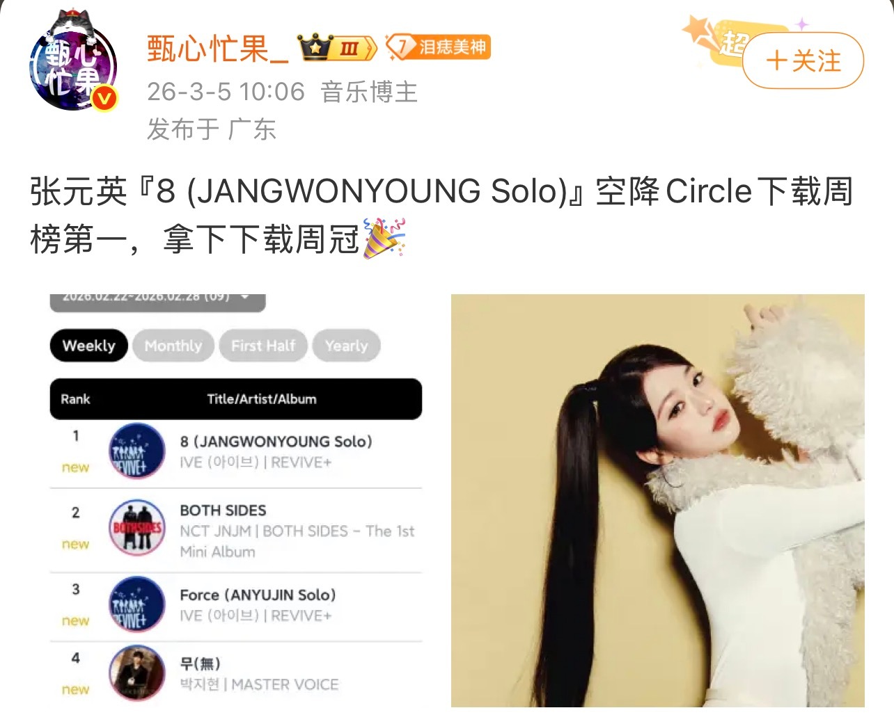 8作为收录曲打破了五代女团solo歌曲首小时记录 且拿下circle下载周冠 五