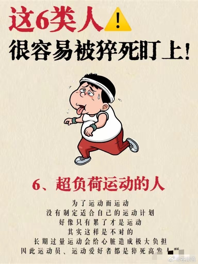 6类人高强度运动猝死风险高警惕！这6类人猝死风险更高，做好这些能有效避险⚠️猝死