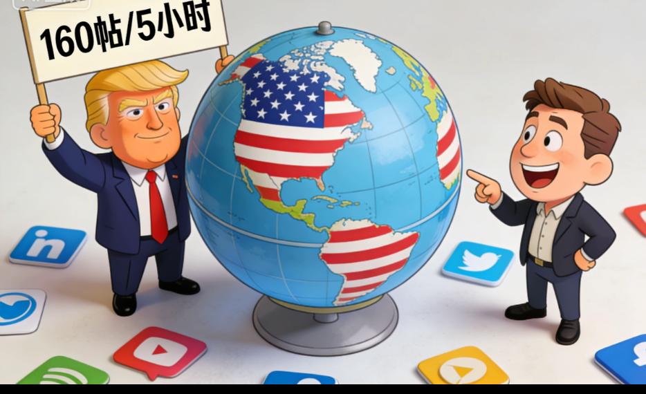 特朗普5小时狂发160帖！美国政客的操作太魔幻
 
特朗普的高频发帖不是“精神失