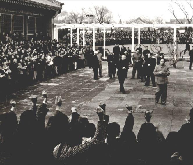 毛泽东、刘少奇、周恩来等接见妇女代表。(1956年4月)