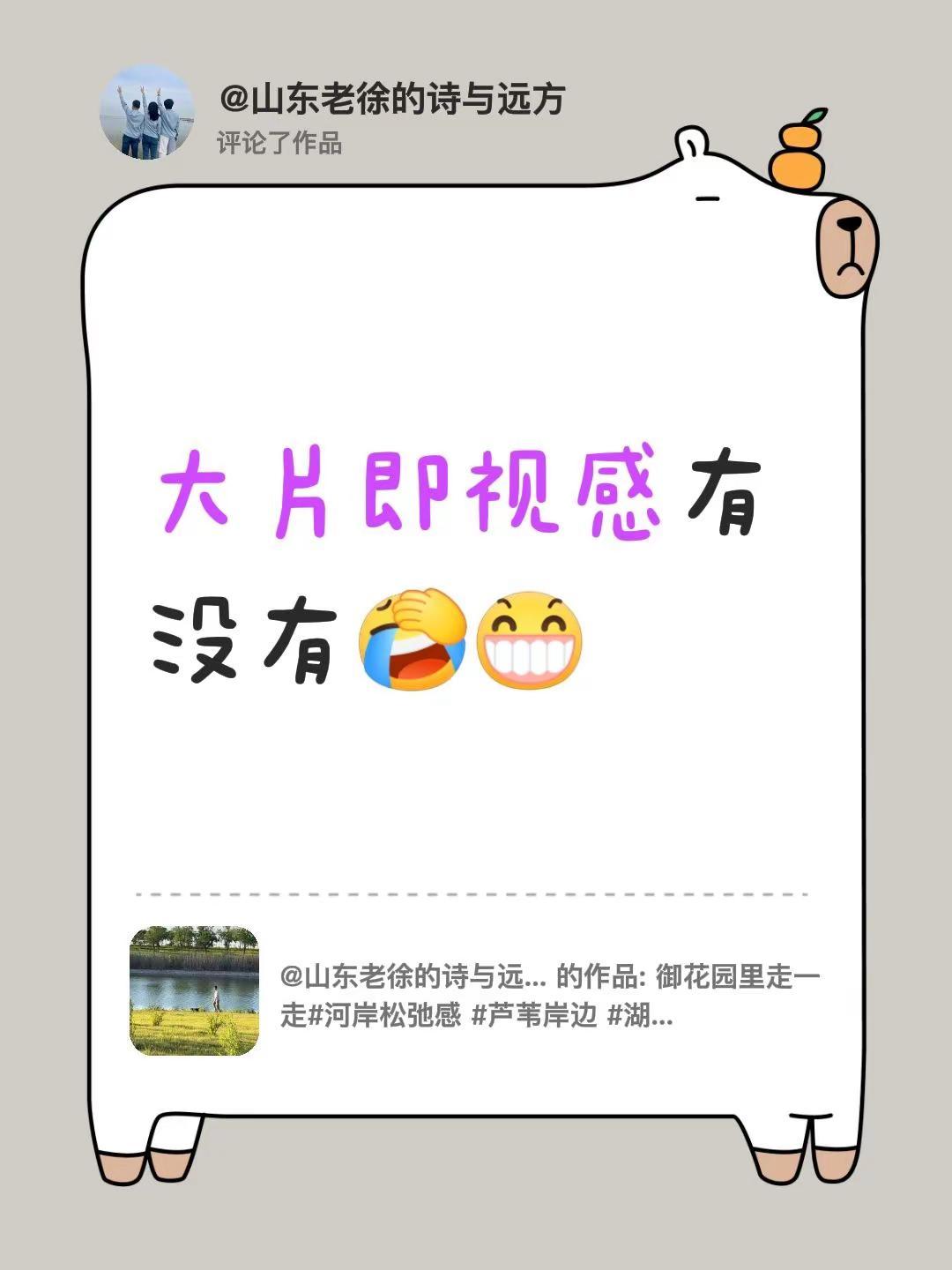 我评论了@山东老徐的诗与远方 的作品：大片即视感有没有