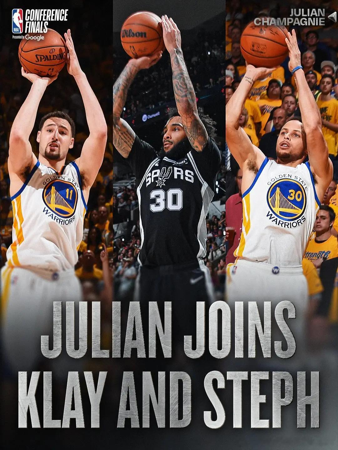 NBA官方：马刺球员尚帕尼今日比赛中投进6记三分，正式加入克莱-汤普森与斯蒂芬-