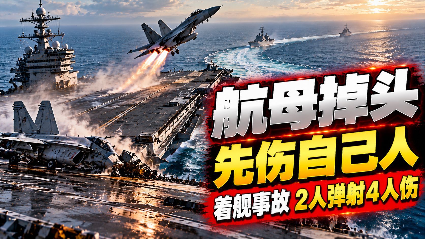 十来万吨航母没打仗先掉头回老家！着舰事故2人弹射4人伤