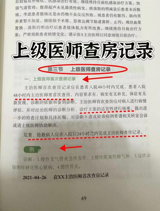 值班之上级医师查房记录
