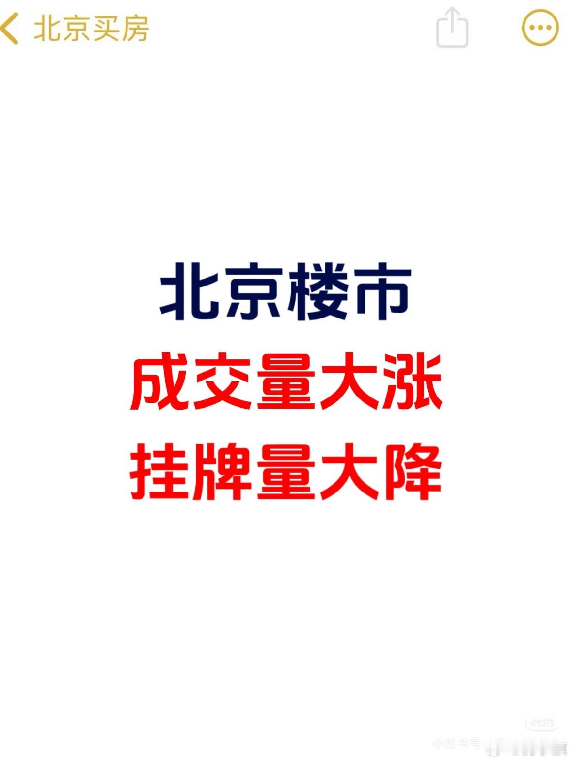 北京楼市，成交量大涨，挂牌量大降！4月，楼市小阳春依然在继续。4月22-24日，