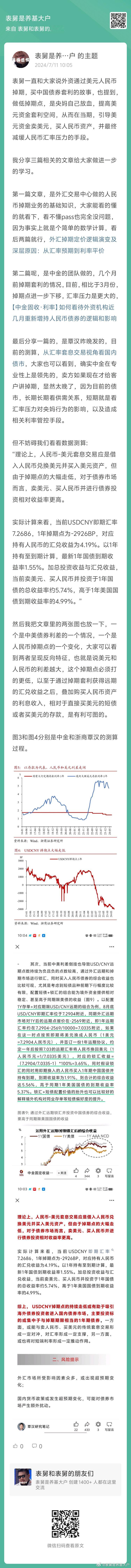 汇率贬值，央妈压力，掉期点变化，外资行为，央妈控制利率，债券利率变化...这些目