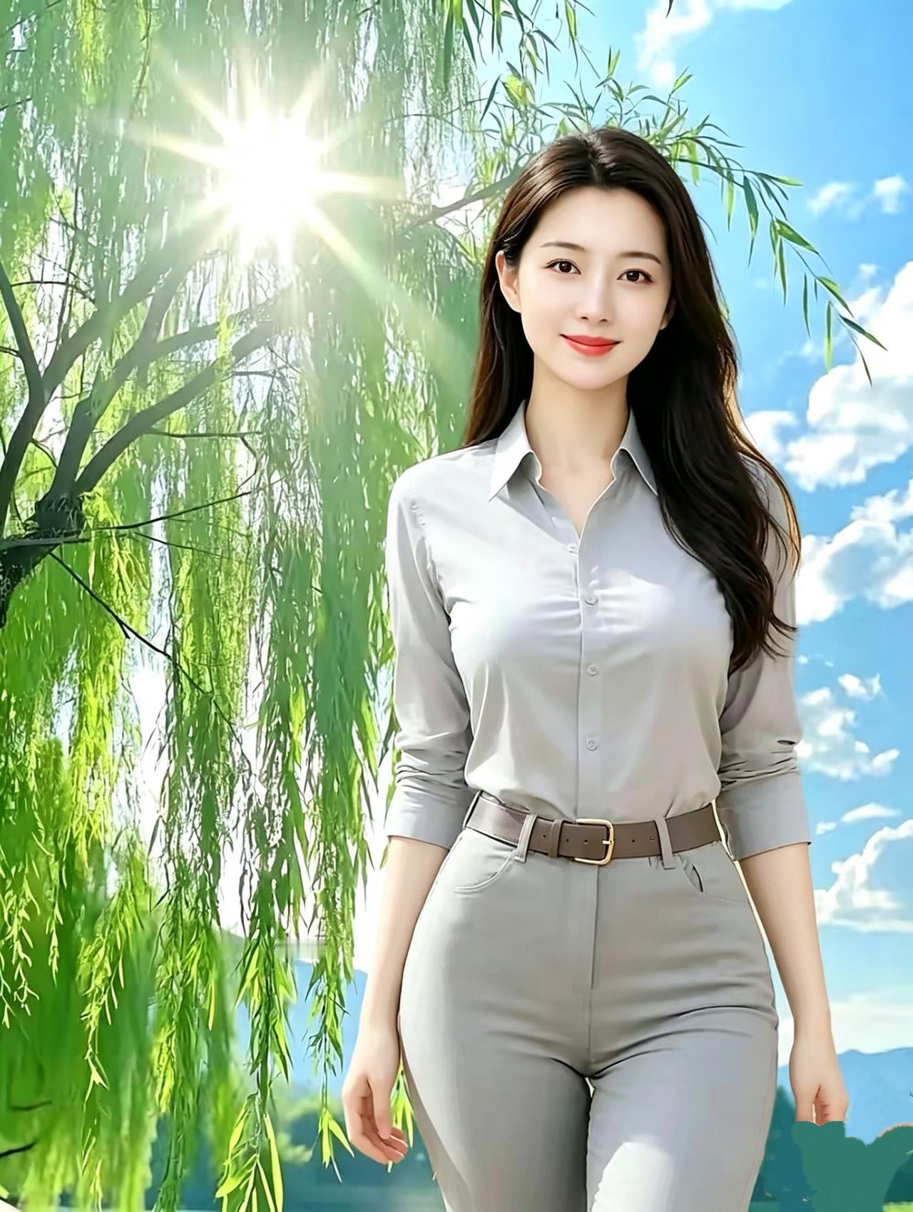 谷雨漫步
柳丝垂岸晓光柔，
缓步晴川意未休。
风挽鬓边春欲尽，
波摇衣底水空流。