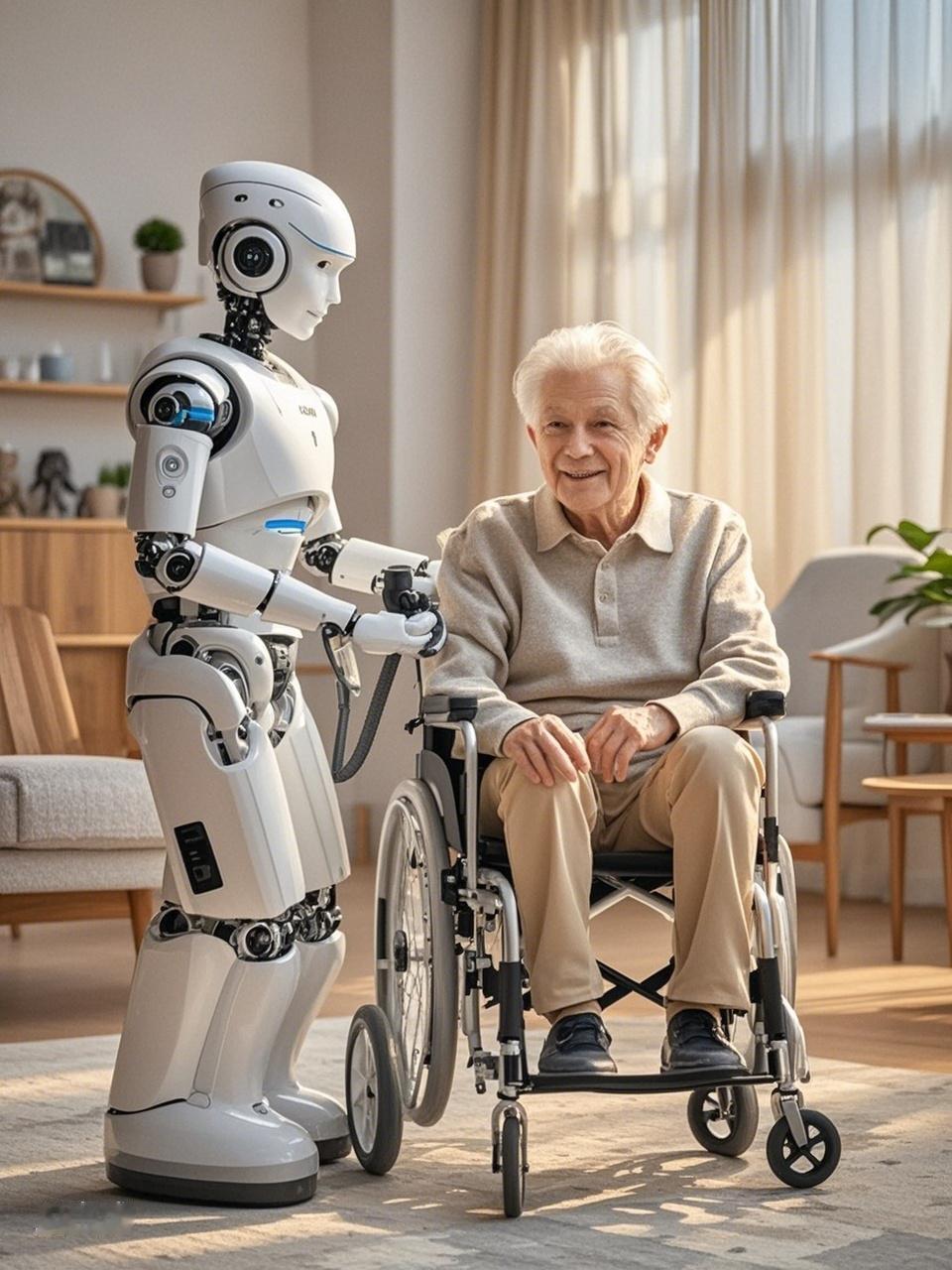 等我老了，我大概率会选养老机器人陪我。现在年轻人压力大，孩子忙工作顾小家，麻烦他