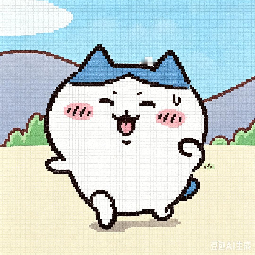 chiikawa 是拼豆款的小八啊！你也喜欢做拼豆吗？[豆包ai生成]吉伊卡哇灵