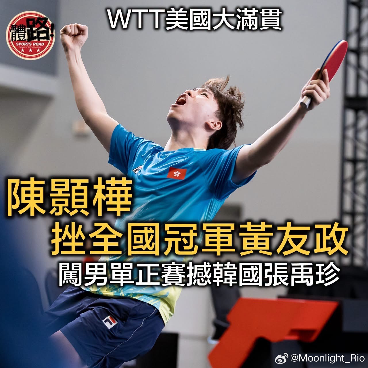 陈颢桦淘汰全国冠军黄友政 闯美国大满贯男单正赛【体路专讯】正在洛杉矶举行的202