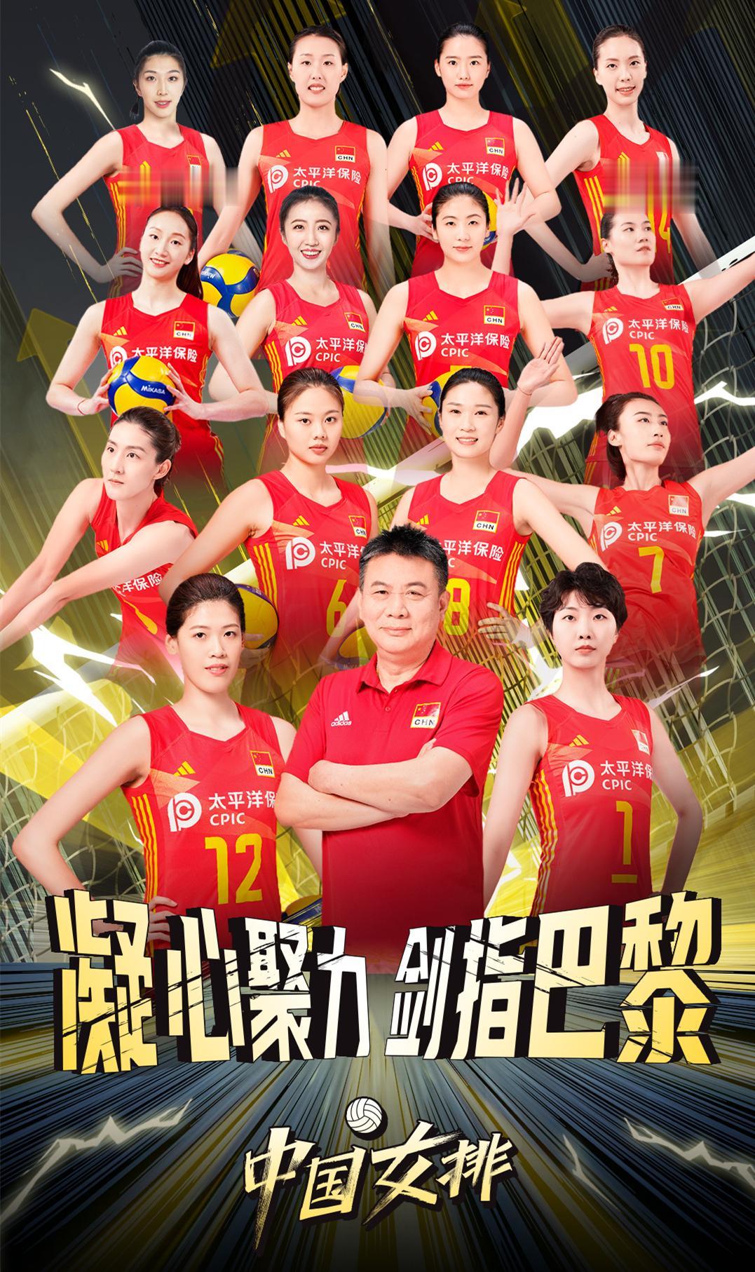 #中国女排#中国女排官方公布了奥预赛的宣传海报，主教练蔡斌占C位，身边是李盈莹和